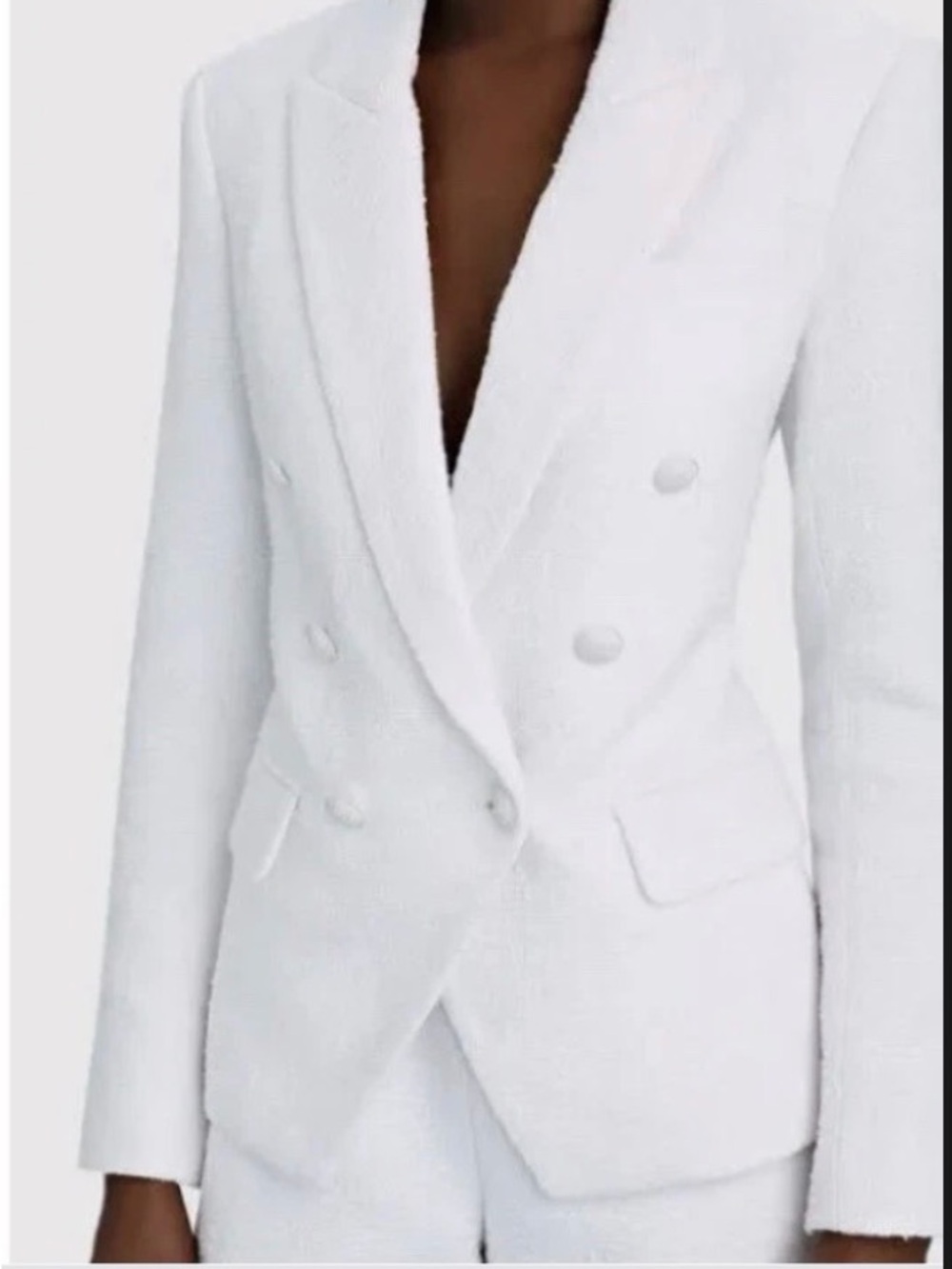 L’Agence White Tweed Double-Breasted Kenzie Blazer